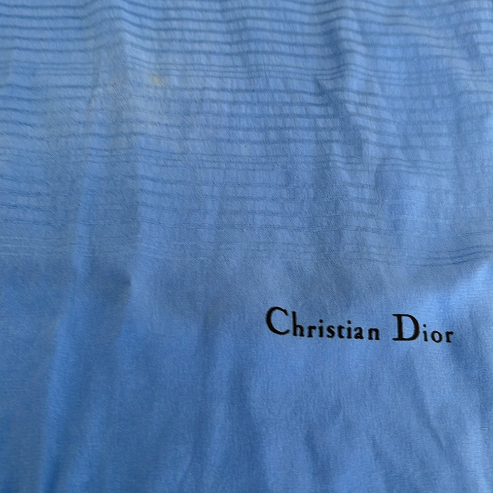 Christina dior blue cobalt silk scarf with super thin stripe detail hand rolled